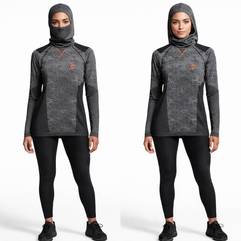 Odlo Womens Performance Warm Balaclava Facemask Baselayer Top M Gray Thermal